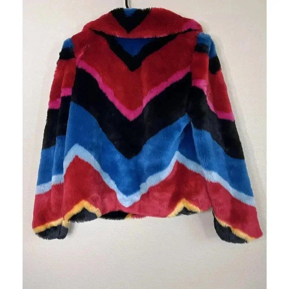 Alice + Olivia Jerri Color Block Faux Fur Coat Jacket Womens Size S Mobwife - Picture 5 of 11